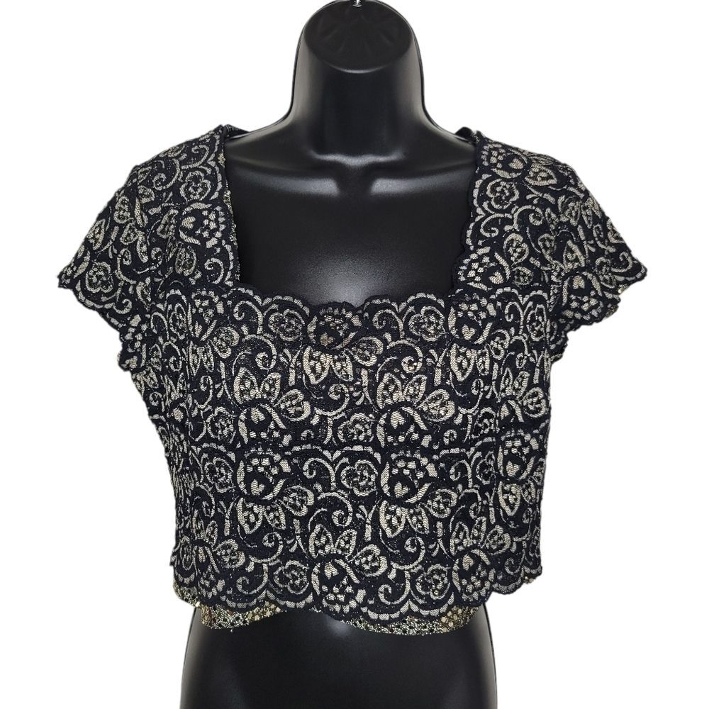Joseph Ribkoff vintage 90s lace midriff crop top size 12